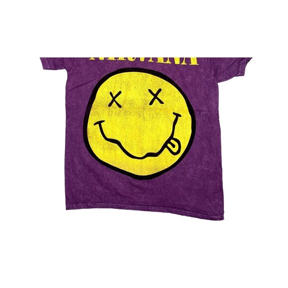 Nirvana Vintage Style Smile Back Short Sleeve Unisex T Shirt Crew Neck M Purple - Picture 4 of 15